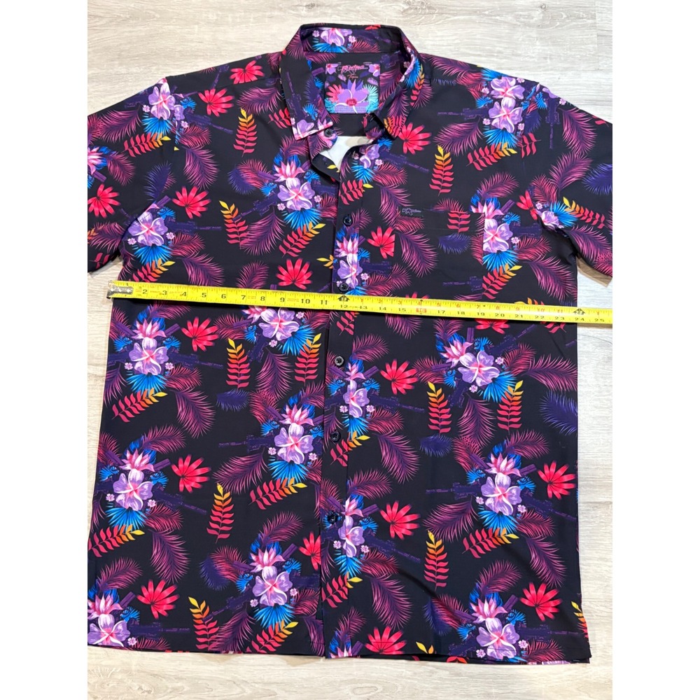 Retrofit Tropics Floral Button Up Hawaiian Shirt Short Sleeve Colorful XL - Picture 3 of 6